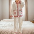 thumbnail image 4 of Women's pajamas set double-faced fleece pajamas cardigan with buttons autumn and winter full set pajamas, 4 of 7