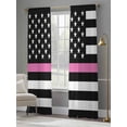 thumbnail image 3 of Thin Pink Sheer Curtains 96 inches Long 2 Panels Set Line Breast Cancer Awareness Women USA American Flag Tiers Sheers Rod Pocket Small Window Short Curtains for Kitchen Cafe, Each 52" W x 96" L, 3 of 7