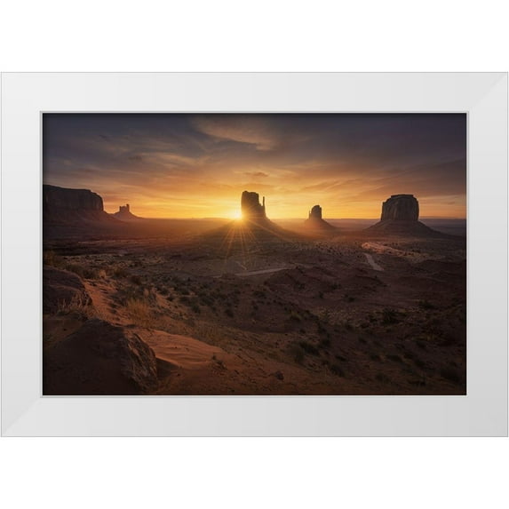 Pablo De, Juan 18x13 White Modern Wood Framed Museum Art Print Titled - Monument Sunrise.