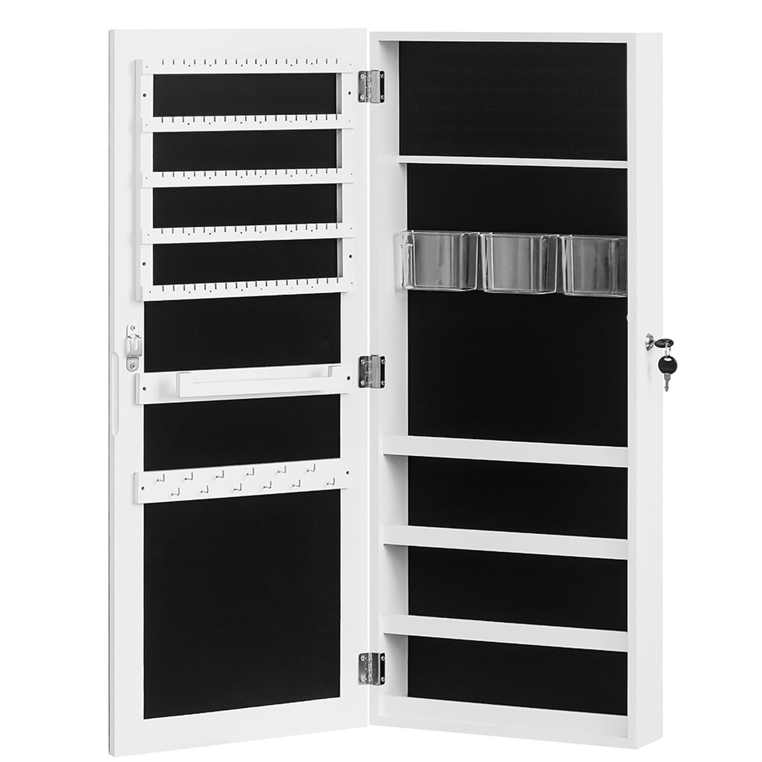 Kadyn Jewelry Cabinet, Mirrored Jewelry Organizer Storage Box, Makeup Organizer for Women, Jewelry Holder, White Kadyn Jewelry Cabinet, Mirrored Jewelry Organizer Storage Box, Makeup Organizer for Women, Jewelry Holder, White