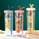thumbnail image 1 of Fruit Infuser Water Bottle with Foldable Straw, Leakproof and Shatterproof Pink/Yellow, 1 of 5