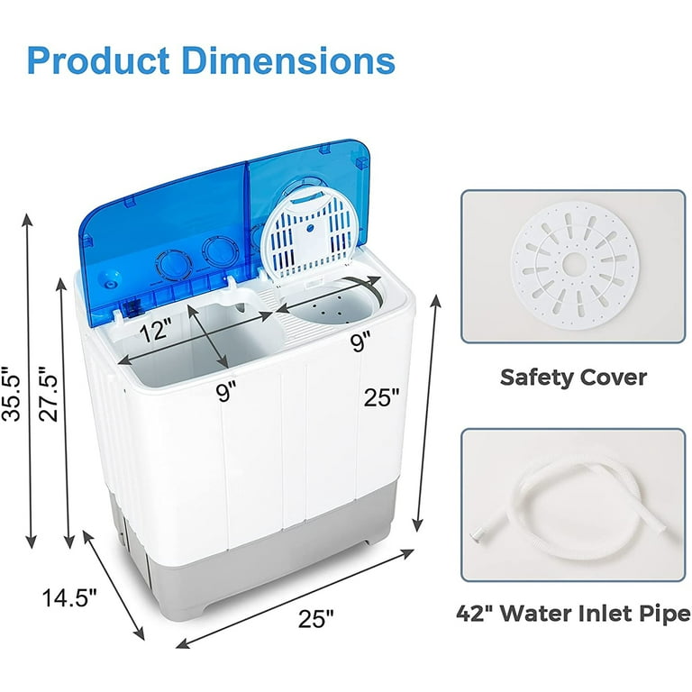 Costway Portable Twin Tub Washing Machine Washer(13.2lbs) & Spinner  (8.8lbs) Blue