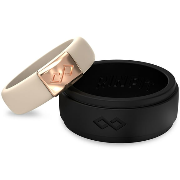 Rinfit Silicone Rings for Women & Men - Couple Sets Rubber Wedding Bands - Black, Nude&Rose Gold