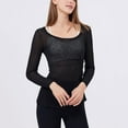 thumbnail image 3 of Chbgutlmr Sheer Tops for Women Long Sleeve Mesh Ruched Tunic Tops Slim Casual Gym Workout Athletic Shirts, 3 of 6