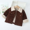 thumbnail image 2 of Glisme Boys Winter Jacket Thermal Lined Corduroy Jacket With Interior Warm Thickened Coat Brown Lightweight Outerwear Size 3-4 Years, 2 of 5