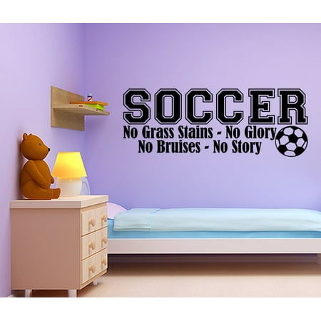Soccer No Grass Stains Boy Lettering Decal Wall Vinyl Decor Sticker Room Sports JR77
