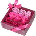 thumbnail image 1 of Rose Flower Soap Set In Square Gift Box, Artificial Floral Handmade Valentines Day Gift, Birthday Housewarming Wedding Gift, 1 of 5