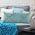 thumbnail image 2 of Ox Bay Sara 14" x 36" Canal Blue Shag Diamond Cotton Adult Decorative Throw Pillow Cover, 2 of 9