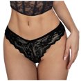 thumbnail image 3 of vigerkar Underwear Women Floral Lace Panties Low Waist Thong Cheeky Briefs (Black, L), 3 of 8