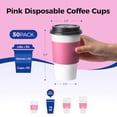 thumbnail image 2 of Fit Meal Prep 50 Pack 16 oz Disposable Coffee Cups with Lids and Pink Sleeves, Lead-Proof Sturdy To Go Coffee Cups with Lids, Pink Hot Paper Cups for Party, Wedding, Birthday (Black Lids), 2 of 7