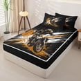 thumbnail image 2 of Castle Fairy Graffiti Dirt Bike Zipper Twin Comforter Sets with Fitted Sheet and 2 Pillowcases for Boys,Orange Splash Print Zipper Bedding Set for Bedroom,Orange Black,4-Piece,Black Reversible, 2 of 6