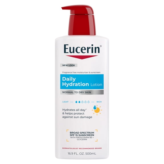 Eucerin Daily Hydration Body Lotion for Dry Skin with SPF 15, Moisturizer   Sunscreen, 16.9 fl oz