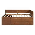 thumbnail image 5 of Harper & Bright Designs Full Size Daybed with Storage Shelves and Drawers, Wood Corner Captain Beds L-Shaped Headboardfor Boys Girls, Walnut, 5 of 11