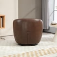 thumbnail image 4 of Fauteuil Tonneau Pivotant à 360° avec Rangement Fauteuil Pivotant Moderne en Cuir Bouclé Rond pour Salon (Marron), 4 of 8