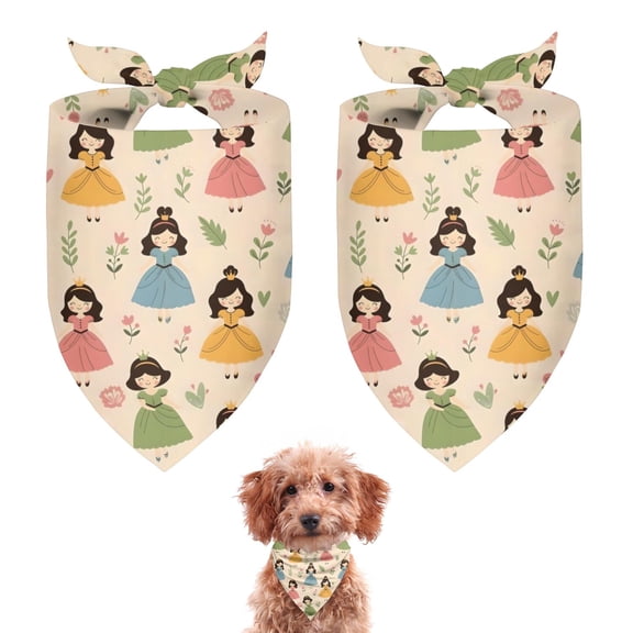 Dog Bandana 2 Pack,Beige Princess Dress Pattern Bandanas for Dogs,Cat Bandana,Small/ Large Dog Bandana 2 Size,Dog Bandanas