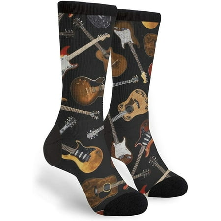 

Guitars Black Casual Cool 3D Printed Crazy Funny Colorful Fancy Novelty Graphic Crew Tube Socks