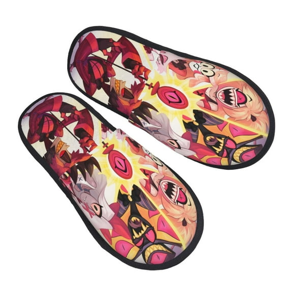 Hazbin Hotel Furry Slippers For Men Women Fuzzy House Slippers Winter Anti-Slip Indoor And Outdoor Slip On Shoes Medium