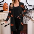 thumbnail image 2 of Women's Halloween Cardigan Sweaters Loose Ribbed Open Front Knit Coat Pumpkin Long Sleeve Cute Fall Winter Clothes, 2 of 6