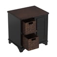 thumbnail image 5 of Harper & Bright Designs Rustic Square End Table with Storage, Small Coffee Table with 2 Woven Grass Baskets, Wood Side Table with Shelf and Door for Living Room, Black, 5 of 9