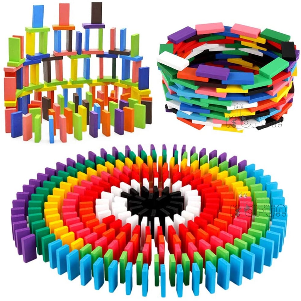 USEEFUN Rainbow Wooden Domino Game for Kids 100 Pieces, Educational Toy, Preschool Learning