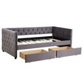 thumbnail image 5 of DEALTOPS Daybed with Drawers, Velvet Upholstered Twin Size Solid Wooden Sofa Bed Frame, Gray, 5 of 8