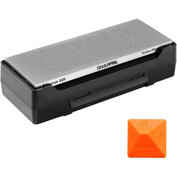 162N Double-sided Diamond Sharpening Stone Whetstone Knife Sharpener |Coarse 325 / Extra Fine 1200 Grit | Storage Case with NonSlip Base & Angle Guide (8 in. x 3 in.) Fathers Day Gift