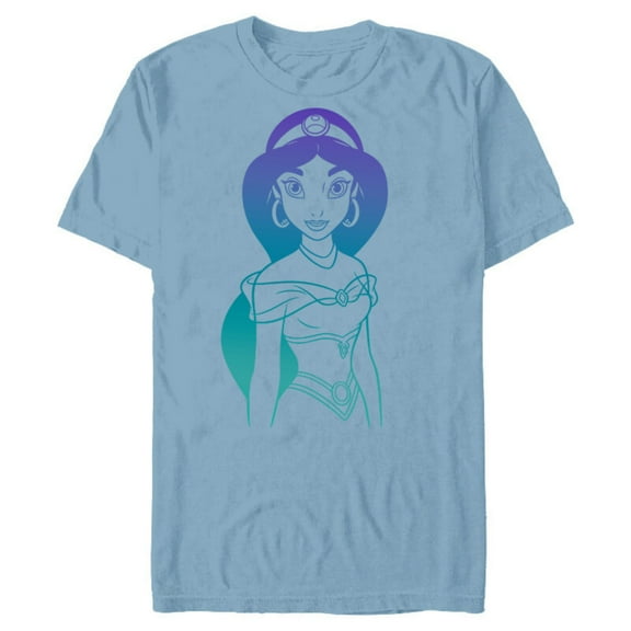 Disney Aladdin Princess Jasmine Gradient Sketch T-Shirt- Short Sleeve Blended T-Shirt for Adults - Customized-Ocean Blue