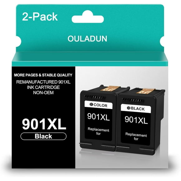 UTAH-901 Black Ink Cartridges Remanufactured Ink Cartridge Replacement for HP 901XL 901 XL for Officejet 4500 J4524 J4540 J4550 J4580 J4624 J4680 Printer (2 Black)