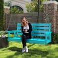 thumbnail image 4 of FODINGHILL Outdoor Hanging Porch Swing with 2 Seat，HDPE All Weather Swing Chair, Patio Swing Chair for Garden, Courtyard, 600LBS Weight Capacity, Aqua, 4 of 6