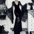 thumbnail image 7 of UDAUDU Womens Gothic Bat Sleeve Halloween Costume Lace Patchwork Velvet Goth Vintage Fancy-Dress Costumes Black, 7 of 7