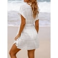 thumbnail image 2 of Cupshe Women's Swim Cover Up Dress V Neck Textured Striped Short Sleeve Cover Ups Casual Beach Summer, Size XS-XL, 2 of 6