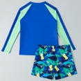 thumbnail image 3 of Kiijoy Big Boys Quick Dry Dinosaur Long Sleeve Rash Guard Swimsuit Swimwear, 2-Piece, 3 of 5
