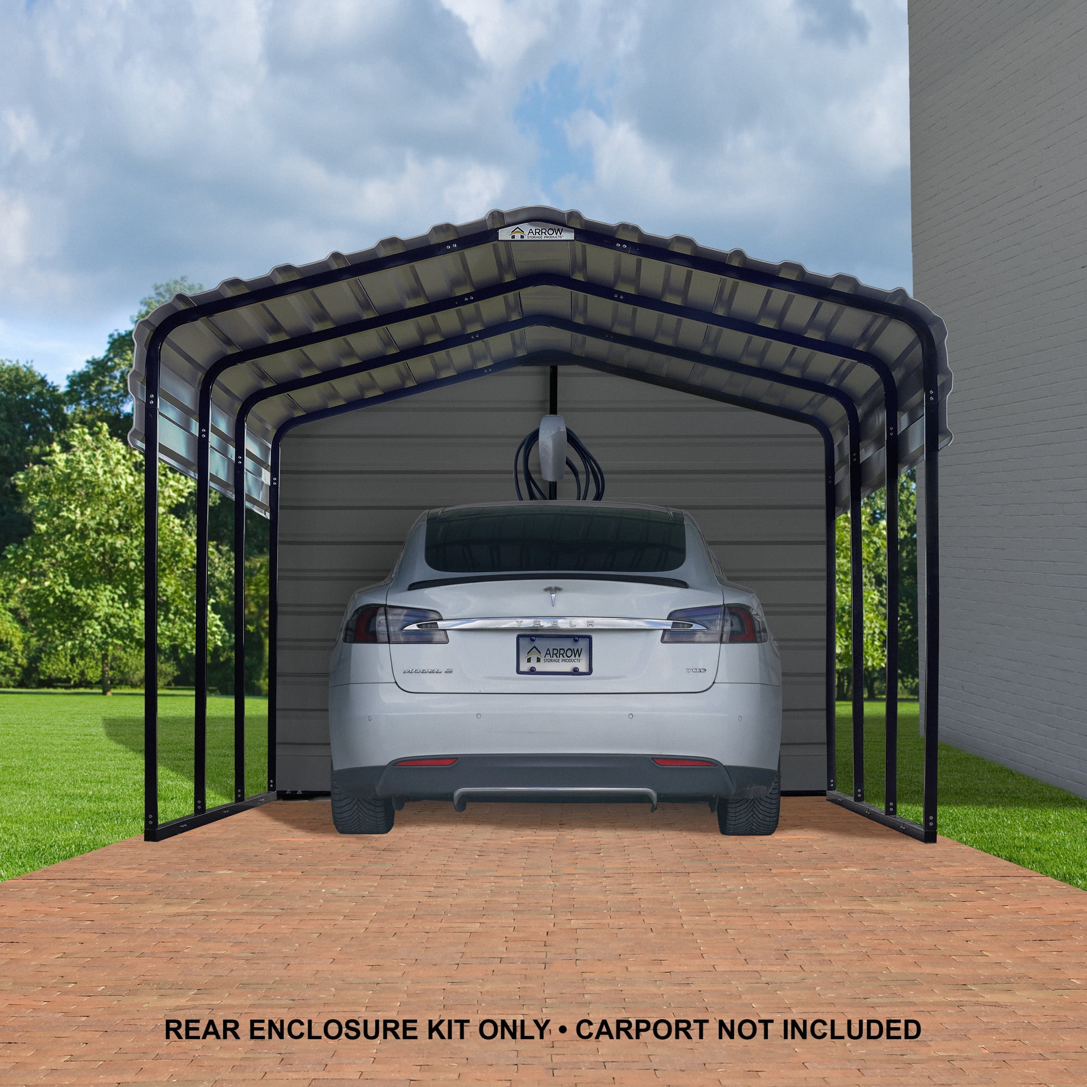 Arrow 12 x 7 x 7 ft Green Rear Wall Kit For Steel Carport
