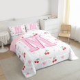 thumbnail image 3 of Castle Fairy Bow Letter Monogrammed M Twin Comforter Sets,Cartoon Cherry Bedding Set, 3 of 8