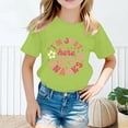 thumbnail image 2 of Curuila Kid Girls Tops Letter Print Crew Neck Short Sleeve Tee Summer Casual Loose T Shirt Light Green Size 6-8 Years, 2 of 4