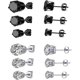 thumbnail image 1 of Juego de 6 pares de aretes de acero inoxidable para hombre y mujer, circonita cúbica redonda negra y transparente, perforada con incrustaciones de 3-5 mm (3 pares negros, 3 pares transparentes) Feliz Sencillez, 1 of 4