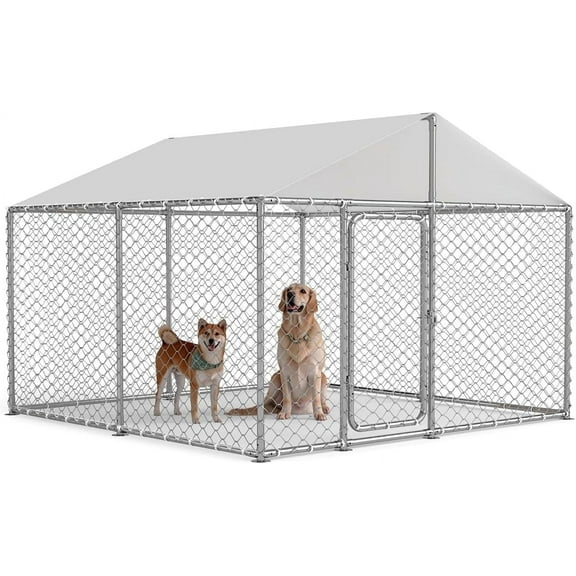 7.5x7.5 Outdoor Dog Kennel Outside Heavy Duty Dog Enclosure with Waterproof UV-Resistant Cover and Security Lock