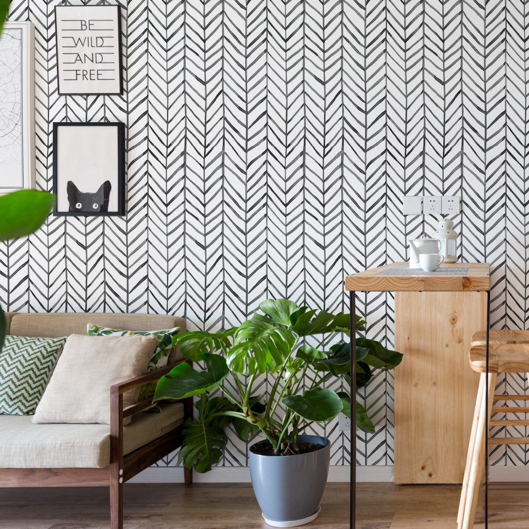 Arthome Black & White, Stripe Peel and Stick Self-Adhesive Wallpaper 17"x120"