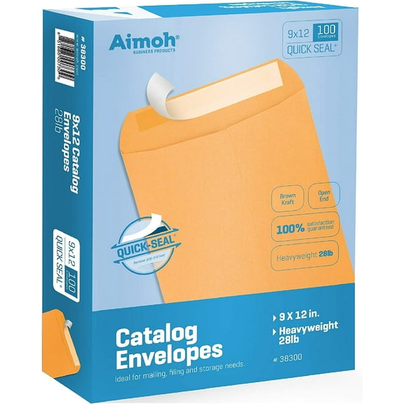 9 X 12 Self-Seal Brown Kraft Catalog Mailing Envelopes - 28lb - 100 Count, 9x12 Inch (38300)