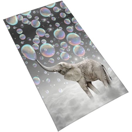 Ultra Soft Highly Absorbent Hand Towels, Funny Elephant with Bubble Pattern Oil Painting Bathroom Towel for Sports Home Decor, 27.5 x 15.7 Inches