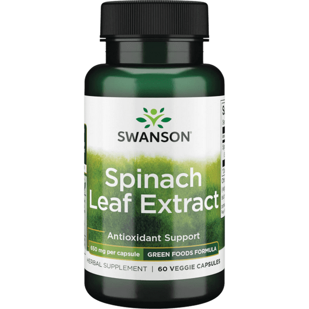 Swanson Spinach Leaf Extract 201 650 mg 60 Veggie Capsules.