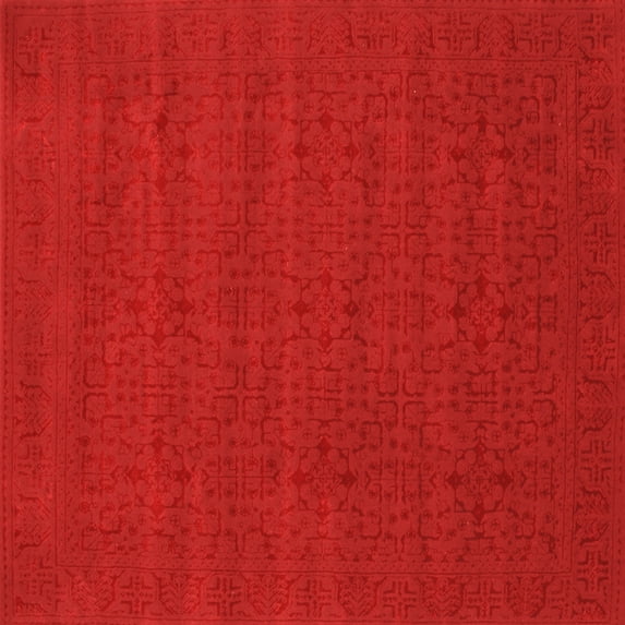 Ahgly Company Indoor Square Abstract Orange Contemporary Area Rugs, 7' Square