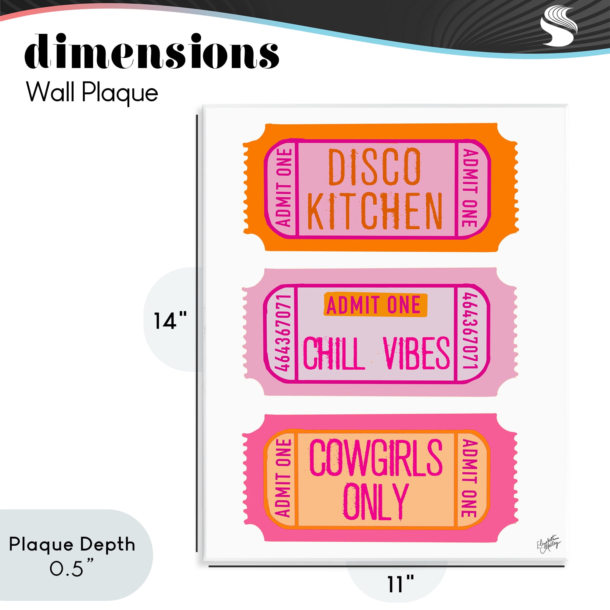 Stupell Industries Disco Cowgirl Ticket Phrases Wall Plaque Art, design by Elizabeth Medley