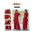 thumbnail image 4 of DOKOTOO Jumpsuit Rompers for Women Short Sleeve Tie Waist Belted Wide Leg Jumpsuits with Pockets Trendy, 4 of 8