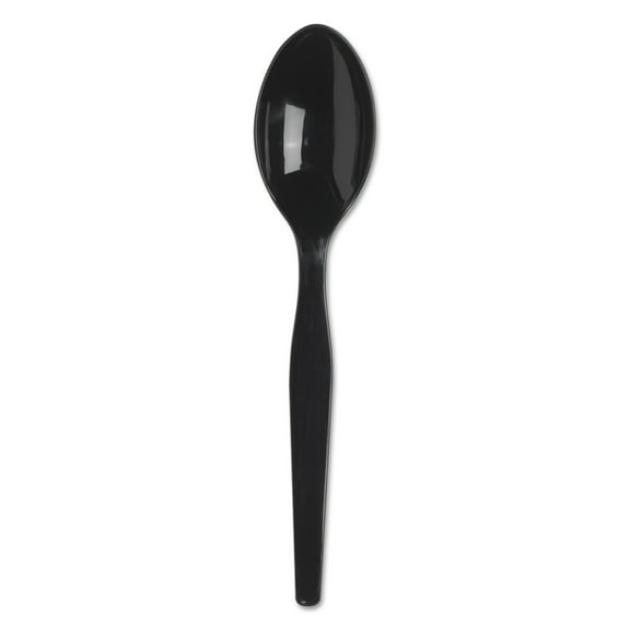 Smartstock Plastic Cutlery Refill, Spoons, 6, Series-o Heavyweight, Black, 40 Pack, 24 Packs/carton
