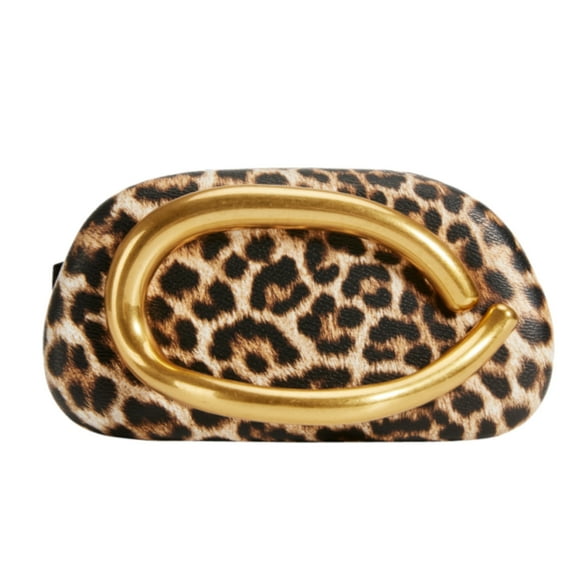 MASWLM Women's Leopard Print PU Leather Clutch Bag Metal Handle Handbag Stone Evening Bag for Wedding Party Prom