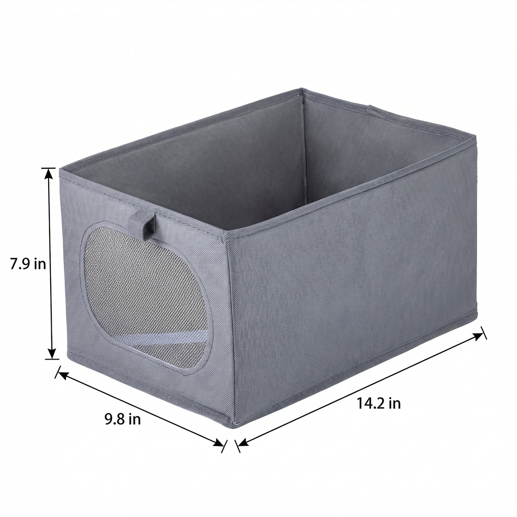 Unique Bargains Fabric Storage Bin With Bottom Dark Grey 14.2*9.8*7.9in