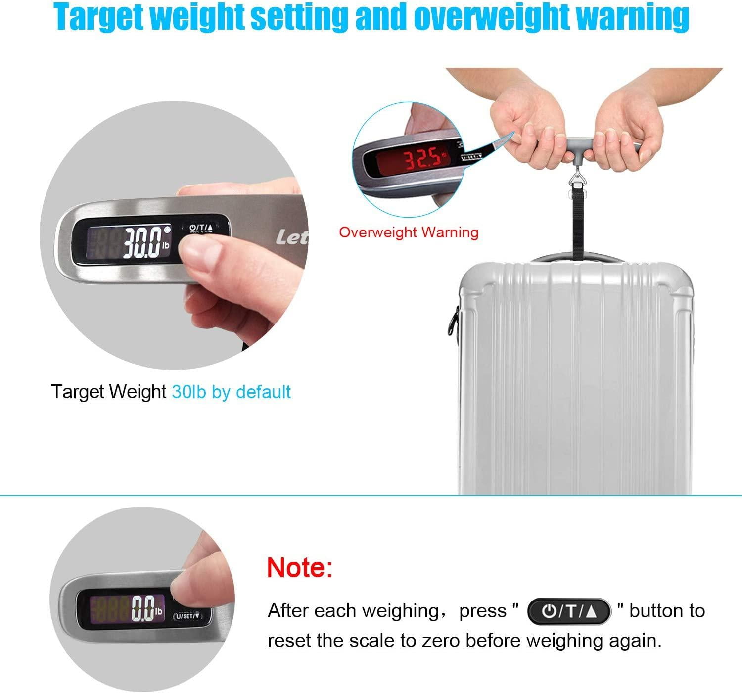 DIGITAL LUGGAE SCALE 110lbS HANGING BAGGAGE SCALE WITH LCD DISPLAY PORTABLE 
