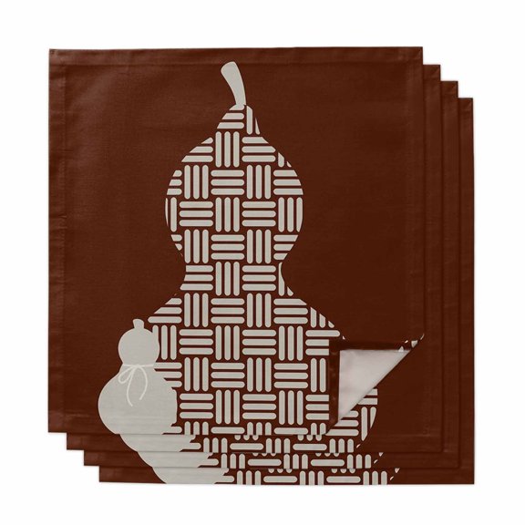 Red Brown Gourd Cloth Napkins, Modern Abstract Art Geometric Washable and Reusable Dinner Napkins Set of 4, Table Napkin for Kitchen Party Birthday Wedding Hotel Housewarming 20"x20"