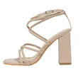 thumbnail image 4 of Sandales à Brides Roses pour Femmes, Mariage de Mariée, Mode Été 2026, Cuir, Bout Carré, Talons Hauts Épais à Talon Bloc, 4 of 5